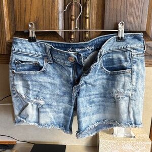 American Eagle Outfitters Faded Blue Distressed Denim Cutoff Shorts size 10